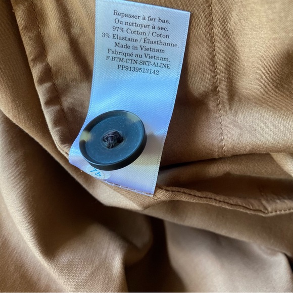 NWOT EVERLANE Honey Brown Button Front A-Line Skirt size 2 - Picture 8 of 10